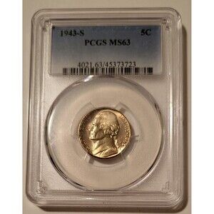1943 S Jefferson Silver Nickel MS63 PCGS